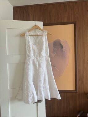 Prada White Textured Sleeveless Mini Dress